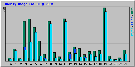 Hourly usage for July 2025